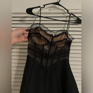 ELPIS black dress with lace corset top XS